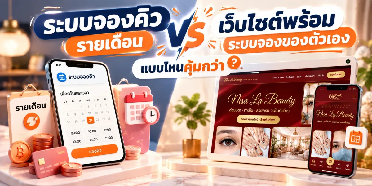 ระบบจองคิวรายเดือน vs เว็บไซต์พร้อมระบบจองของตัวเอง แบบไหนคุ้มกว่า