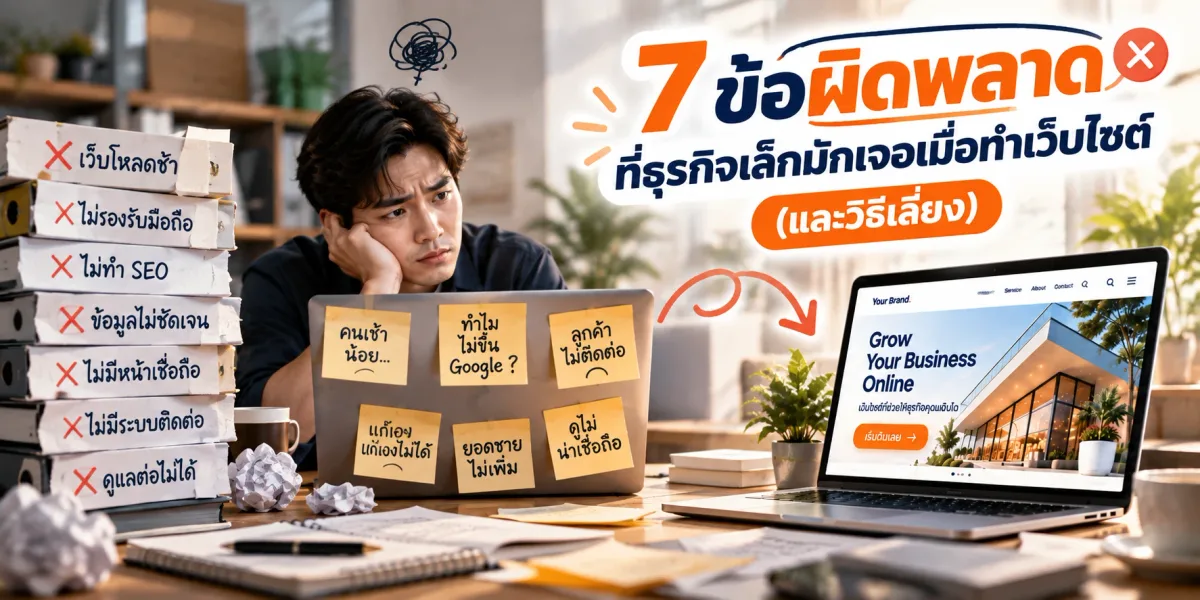 7 ข้อผิดพลาดที่ธุรกิจเล็กมักเจอเมื่อทำเว็บไซต์ (และวิธีเลี่ยง)