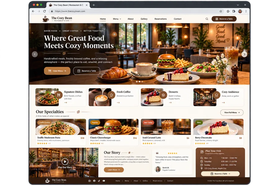 เว็บไซต์ร้านอาหารและคาเฟ่